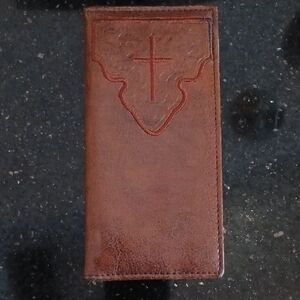 Checkbook Cover With Cross Embroidery
